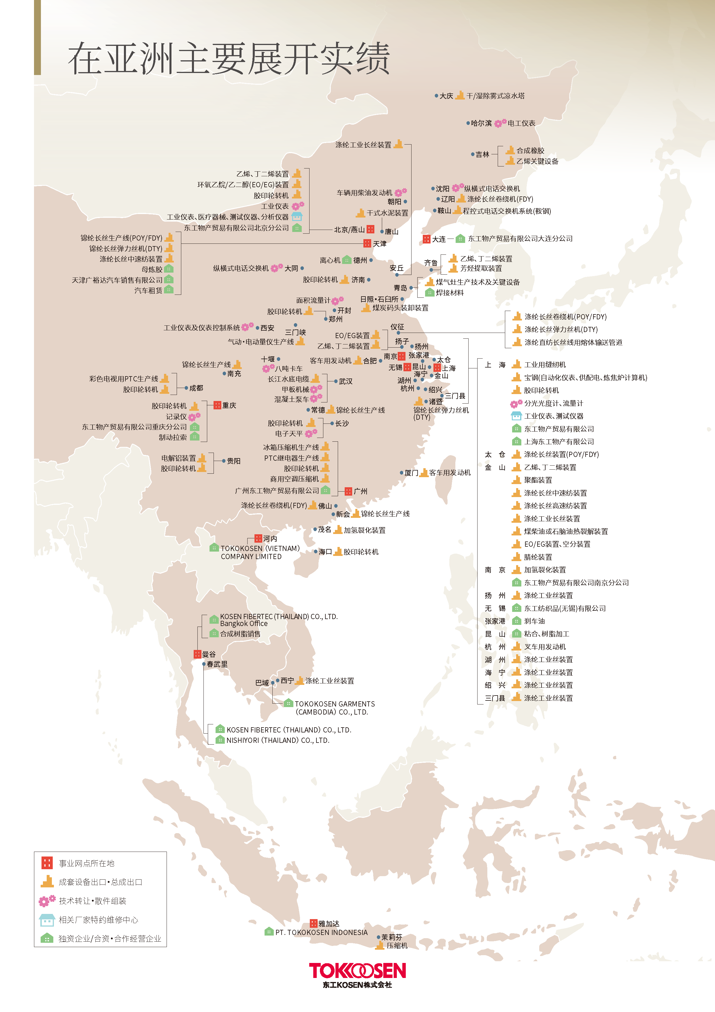 亚洲事业开展实绩示意地图